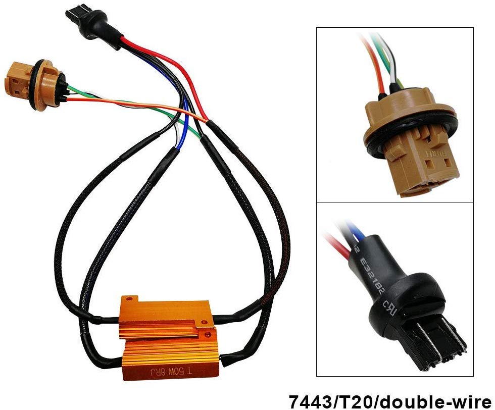 KOOMTOOM Canbus Decoder 7443 Anti Flicker Harness Load Resistor Turning Signal Light Brake Light Backup Lamp Car Led Flickering Warning Error Canceller Decoder