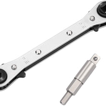 Ratchet Wrench WADEO Ratcheting Service Wrench 3/8” to 1/4” with Hex Bit Adapter for Air Conditioning, Refrigeration Equipment, Equipment Repair