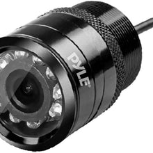 Universal Mount Front Rear Camera - 1.25” Marine Grade Waterproof Cam Built-in Distance Scale Lines Backup Parking/Reverse Assist w/ Night Vision LED 420 TVL Resolution & RCA Output - Pyle PLCM39FRV,Black (Standard Packaging)
