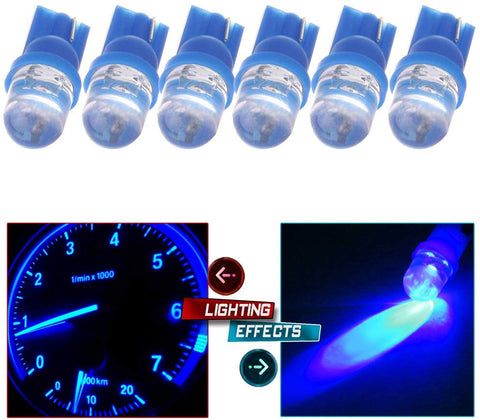 cciyu 194 Extremely Bright LED Bulbs Dashboard Gauge Light Speedometer Odometer Tachometer LED light Wedge T10 168 2825 W5W Blue Pack of 6