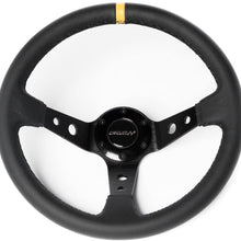 Circuit Performance CP330 Steering Wheel Black Center Black Leather and Yellow Stripe 350mm Deep Dish
