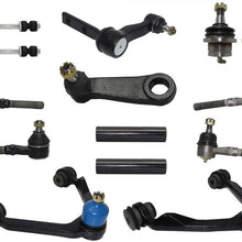 14-Piece 4x4 Only Front Suspension Kit, Upper Control Arms, Lower Ball Joints, Inner and Outer Tie Rod Ends, Sway Bar End Links, Adjustment Sleeves, Pitman and Idler Arm w/2.5" Bolt Pattern