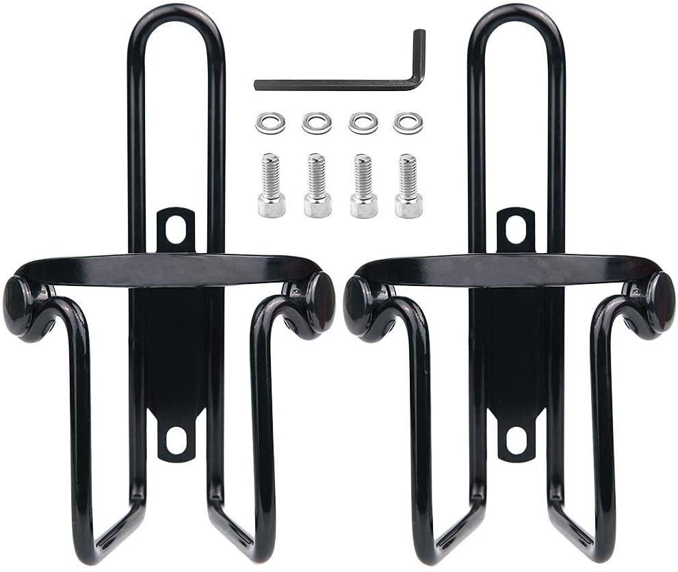 Wakauto 2pcs Bike Water Bottle Cages, Aluminum Alloy Bicycle Water Bottle Rack Holder Cages, Bike Bottle Cup Mount Bracket with 4 Screws and 1 Wrench