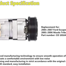 AC Compressor & AC Clutch Replacement for 2001-2007 Ford Escape 3.0L 2001-2006 Mazda Tribute 3.0L CO 101640C