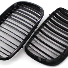 New 2pcs Glossy Black Double Row Kidney Grille Front Bumper Hood Assembly Inserts replacement ABS Plastic Grille for 2007-2013 BMW X5 (E70)