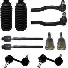 Detroit Axle - Complete 10pc Front Suspension Kit For 2004-2015 Nissan Titan-Both (2) Upper Ball Joints, All (4) Inner & Outer Tie Rods, 2 Front Sway Bar Links, 2 Tie Rod Boots