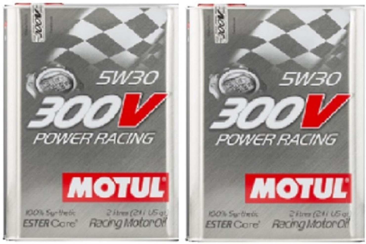 Motul 104241 Set of 2 300V Power Racing 5W-30 Motor Oil 2-Liter Bottles