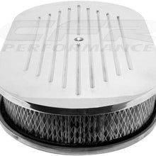 Fits Chevy Ford Mopar 15" Oval Polished Aluminum Air Cleaner Ball Milled