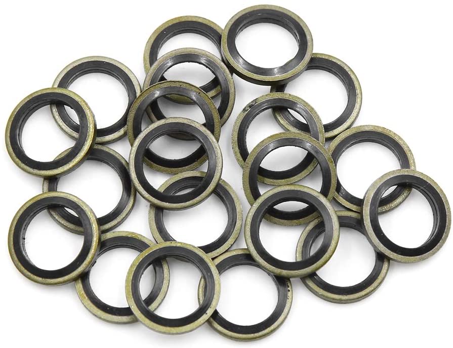 X AUTOHAUX 20pcs Engine Oil Crush Washers Drain Plug Gaskets 12mm ID. 18mm OD. Bronze Tone for Car