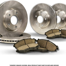 (Front+Rear Kit)(High-End) 4 OEM Replacement Disc Brake Rotors + 8 Ceramic Pads(Fits:- 4lug)