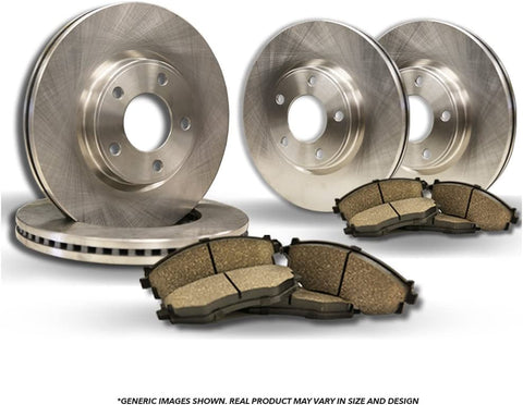 (Front+Rear Kit)(High-End) 4 OEM Replacement Disc Brake Rotors + 8 Ceramic Pads(Fits:- 4lug)