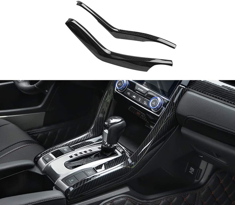 Kadore ABS Carbon Fiber Interior Gear Shift Molding Strip Cover Trim for 2016 2017 2018 2019 2020 Honda Civic 10th Gen Sedan LHD 2-pc
