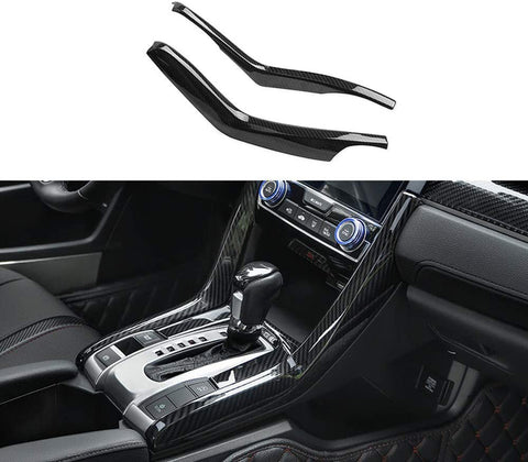 Kadore ABS Carbon Fiber Interior Gear Shift Molding Strip Cover Trim for 2016 2017 2018 2019 2020 Honda Civic 10th Gen Sedan LHD 2-pc