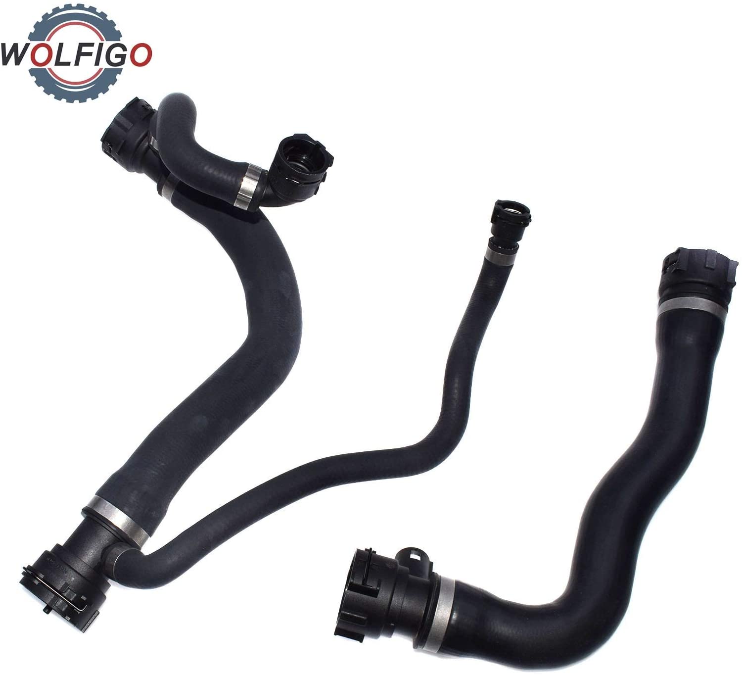 WOLFIGO 2 Pcs Upper Lower Coolant Radiator Water Pump Hose Pipe For BMW E60 E63 E64 545i 645Ci 2004 2005 17127519248 17127508011