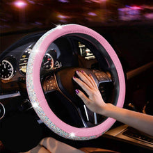 ChuLian Bling Diamond Car Steering Wheel Cover with Crystal Rhinestones Universal 15 Inch for HRV CRV Accord Corolla Prius rav4 Tacoma Camry Fusion Focus (Rose Red)