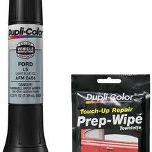 Dupli-Color AFM0406 Light Blue Ice Exact-Match Scratch Fix All-in-1 Touch-Up Paint for Ford Vehicles (LS) Bundle with Prep Wipe Towelette (2 Items)