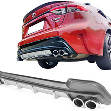 IKON MOTORSPORTS Rear Diffuser Compatible With 2020-2021 Toyota Corolla L LE/XLE | Matte Black Diffuser & Silver Lower Trim Panel & Tips Lower Valance Bumper Lip Spolier