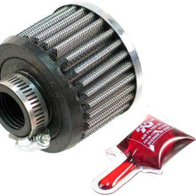 K&N 62-1420 Vent Air Filter / Breather: Vent Air Filter/ Breather; 1 in (25 mm) Flange ID; 2.25 in (57 mm) Height; 3 in (76 mm) Base; 3 in (76 mm) Top