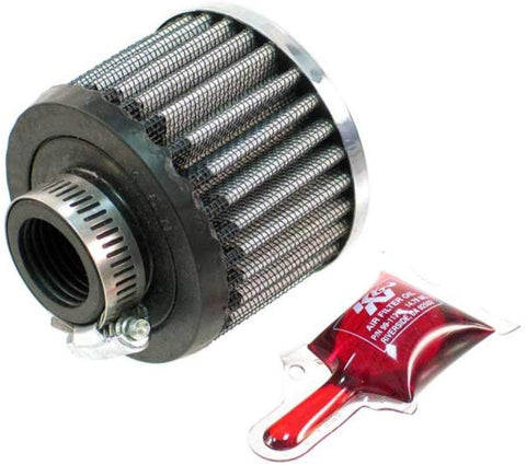 K&N 62-1420 Vent Air Filter / Breather: Vent Air Filter/ Breather; 1 in (25 mm) Flange ID; 2.25 in (57 mm) Height; 3 in (76 mm) Base; 3 in (76 mm) Top
