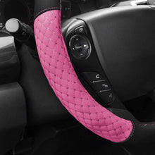 CarXS Diamond Quilt Steering Wheel Cover, Pink – Breathable Anti-Slip Protector with Bling Bling Sequin for Women, Universal Fit for Standard Wheel Sizes 14.5 15 15.5 inches