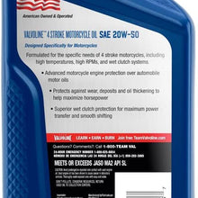 Valvoline 4-Stroke Motorcycle SAE 20W-50 Conventional Motor Oil 1 QT, Case of 6