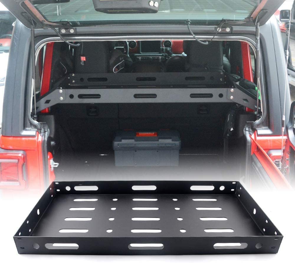 AL4X4 Compatible with Interior Rear Cargo Basket Rack Aluminum Alloy Luggage Storage Carrier 2018-2020 Jeep Wrangler JL Unlimited 4 doors (38.9''x20.6''x4.5'')
