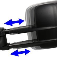 Replacement for Chevy GMC C/K GMT400 Black Textured Telescoping Manual Extendable Towing+Circle Blind Spot Mirror