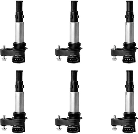 Ignition Coil 6-Packs Compatible with Buick Allure Enclave LaCrosse Rendezv, Cadillac CTS STS SRX, Saab Saturn V6 2.8L 3.6L