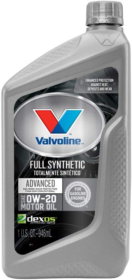 Valvoline Advanced Full Synthetic SAE 0W-20 Motor Oil 1 QT, Case of 6
