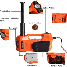 KUNFINE 2-in-1 Multifunctional Portable Car 5 Ton Electric Tire Lifting Auto Jacks Hydraulic Air Infatable Car Floor Jack LED Inflator Pump for Car SUV Trunk Sedan Van(6.1-17.7 inches)