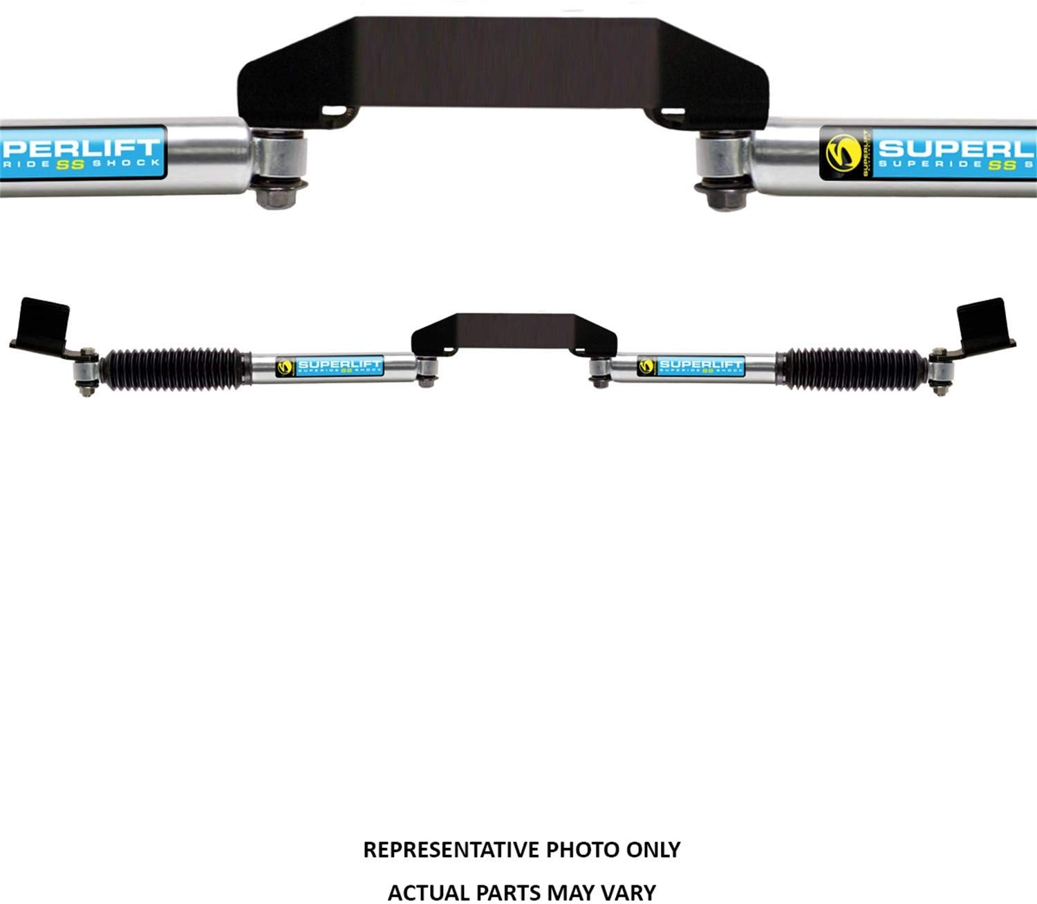 Superlift 92710 Steering Stabilizer Complete Kit; Dual; Silver Zinc Finish;