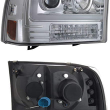 For 1999-2004 F250 F350 F450 F550 SuperDuty LED Tube Bar Projector Headlights Driver+Passenger Side