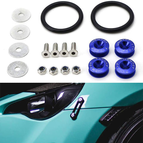 iJDMTOY Silver Finish Bumper Quick Release Fastener Kit Compatible with JDM KDM Euro Car Front/Rear Bumper or Trunk Fender Hatch Lid (Universal All Fit)