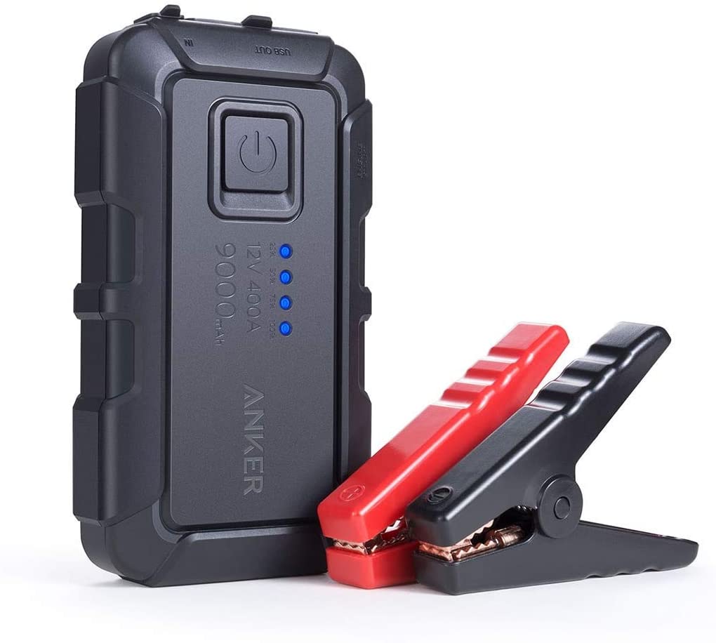 Roav Jump Starter, by Anker, 400A Peak 12V 9000mAh, for Gasoline Engines up to 2.8L, Portable Charger Power Bank, Advanced Safety Protection and Built-In LED Flashlight (Renewed)