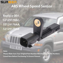SURIEEN 52129178AC ABS Wheel Speed Sensor Rear Left or Right Anti-Lock Brake Fits for Jeep Liberty Cherokee 2006-2007 52129178AB 52129178AA