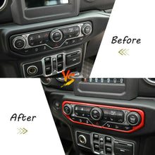 RT-TCZ Red Center Control Air Conditioner Switch Cover Trim Frame for 2018-2020 Jeep Wrangler JL JLU