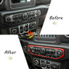 RT-TCZ Red Center Control Air Conditioner Switch Cover Trim Frame for 2018-2020 Jeep Wrangler JL JLU