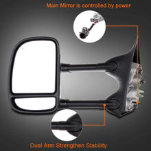 ROADFAR Towing Mirrors Fit For 1999-2007 For Ford F250/F350/F450/F550 2001-2005 For Ford Excursion Super Duty Tow Mirrors Power Heated No Light with Conversion Plug Black Textured Manual Telescoping