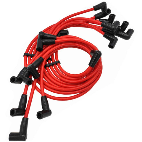 ADP Spark Plugs Wires Sets Igniton Cables Red Silicone High Performance Leads Boot for Chevrolet AM General Hummer Isuzu 1988-1996 5.0L 5.7L V8 (9PCS)