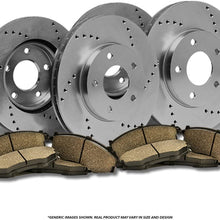 (Front+Rear Brake Kit)4 HD SPEC Cross Drilled Brake Rotors & 8 Ceramic Pads (Fits: (5lug)