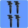 Set of (4) Bosch Pre-Gapped Spark Plugs 4304 + (4) Ignition Coils For Ford Mazda & Mercury