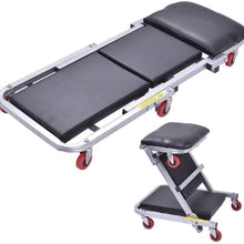 PARTS-DIYER 40" 2 in 1 Foldable Z-Creeper Z Creeper Seat Mechanics Creeper Rolling Garage Work Stool 300 LBs