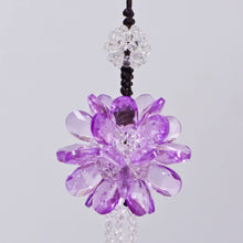 Crystal Flower Car Hanging Ornament Car Rear View Mirror Pendant Car Accessories (Purple)
