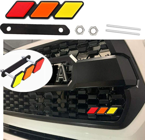 Car front grille logo logo is suitable for any car with mesh grille or slotted grille (yellow+orange+red)