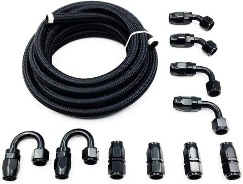 Z.L.FFLZ Auto Parts Fuel Line Black Oil Cooler Hose Tubing Universal Car Accessories Stainless Steel Nylon Racing Hose Pipe 5 Meters (Color : Black, Size : AN10)