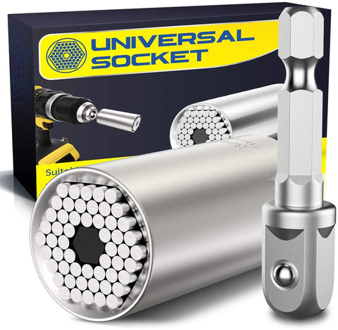 Universal Socket Gifts for Men - Multi-Function Universal Socket Wrench Sets with Power Drill Adapter,Best Unique Gadgets for Men,Handy DIY Tools for Men,Dad/Father,Husband,Boyfriend,Him(7-19mm)