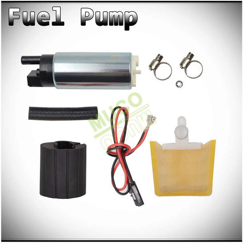 MUCO New 1pc Genuine 255LPH High Flow OE Upgrade Performance Electric Gas Intank EFI Fuel Pump With Strainer/Filter + Rubber Gasket/Hose + Stainless Steel Clamps + Universal Connector Wiring Harness