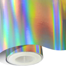 Car Vinyl Wrap Glossy Holographic Silver Self Adhesive Vehicle Wrap Vinyl Stretchsble PVC DIY Decals 12" x5ft