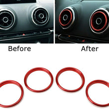 HKPKYK Car air Conditioning Outlet Decoration,Red Air Conditioner Vent/Opening Decoration Cover Trims,for Audi A3 S3 RS3 2015-2020, Aluminum Alloy