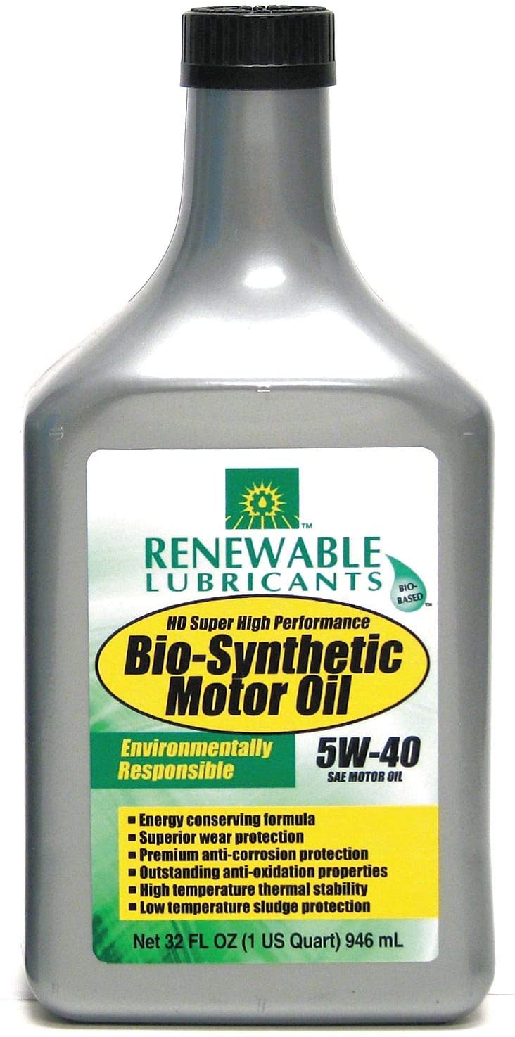 Renewable Lubricants Engine Oil, Bio-Synthetic, 1 Qt., 5W40 - 85251 (Pack of 2)